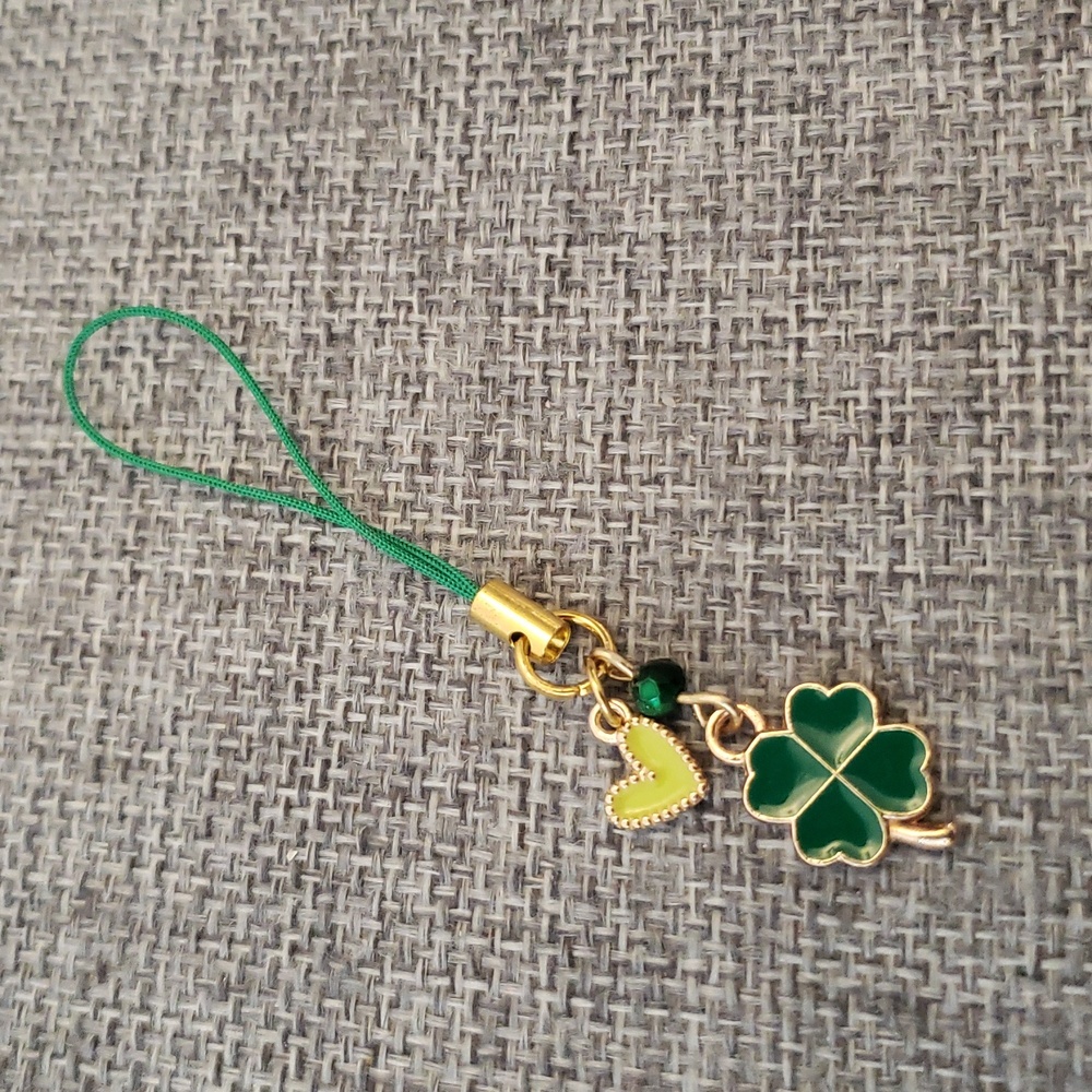 Green Four Leaf Clover Phone Charm